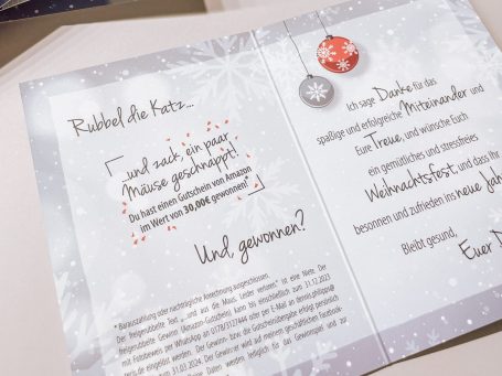 Unternehmensweihnachtskarte Rubbel Gewinn